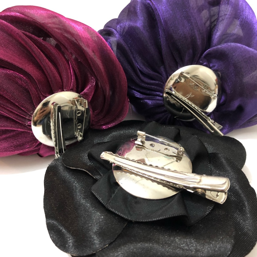Lane Bryant Fabric Floral Brooch Pin Hair Clip NWT - Picture 6 of 7